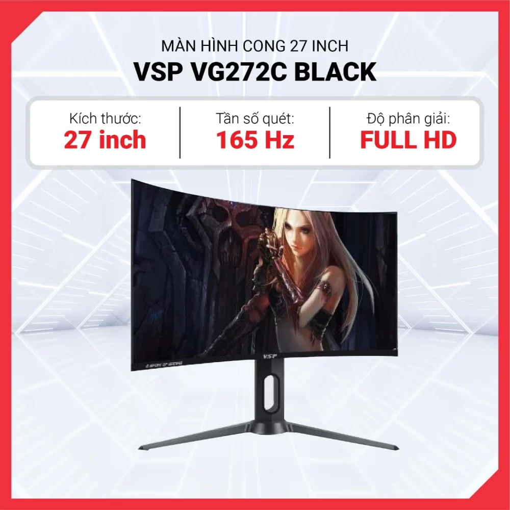 Màn Hình Cong 27 inch VSP VG272C VA FHD 165HZ – Black
