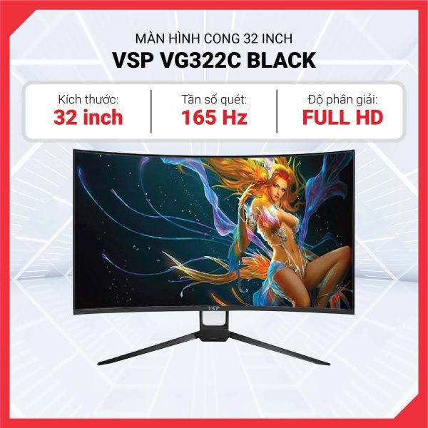 Màn hình Cong VSP VG322C 32inch 165Hz Gaming Black