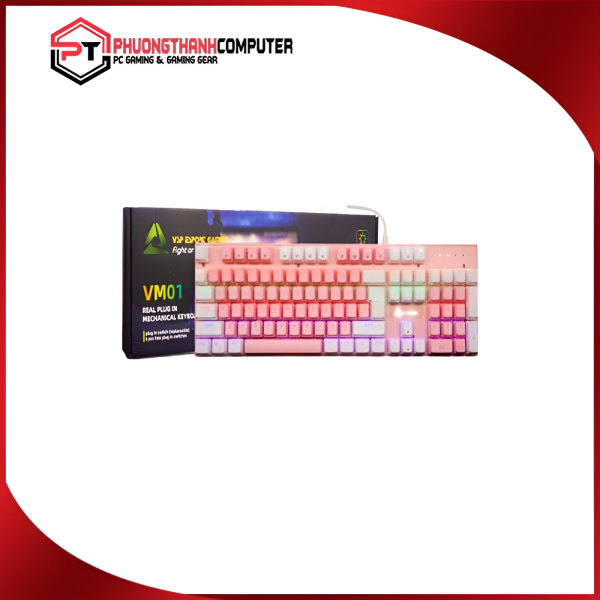 BÀN PHÍM CƠ VSP ESPORT GAMING VM01 (Trắng Hồng)