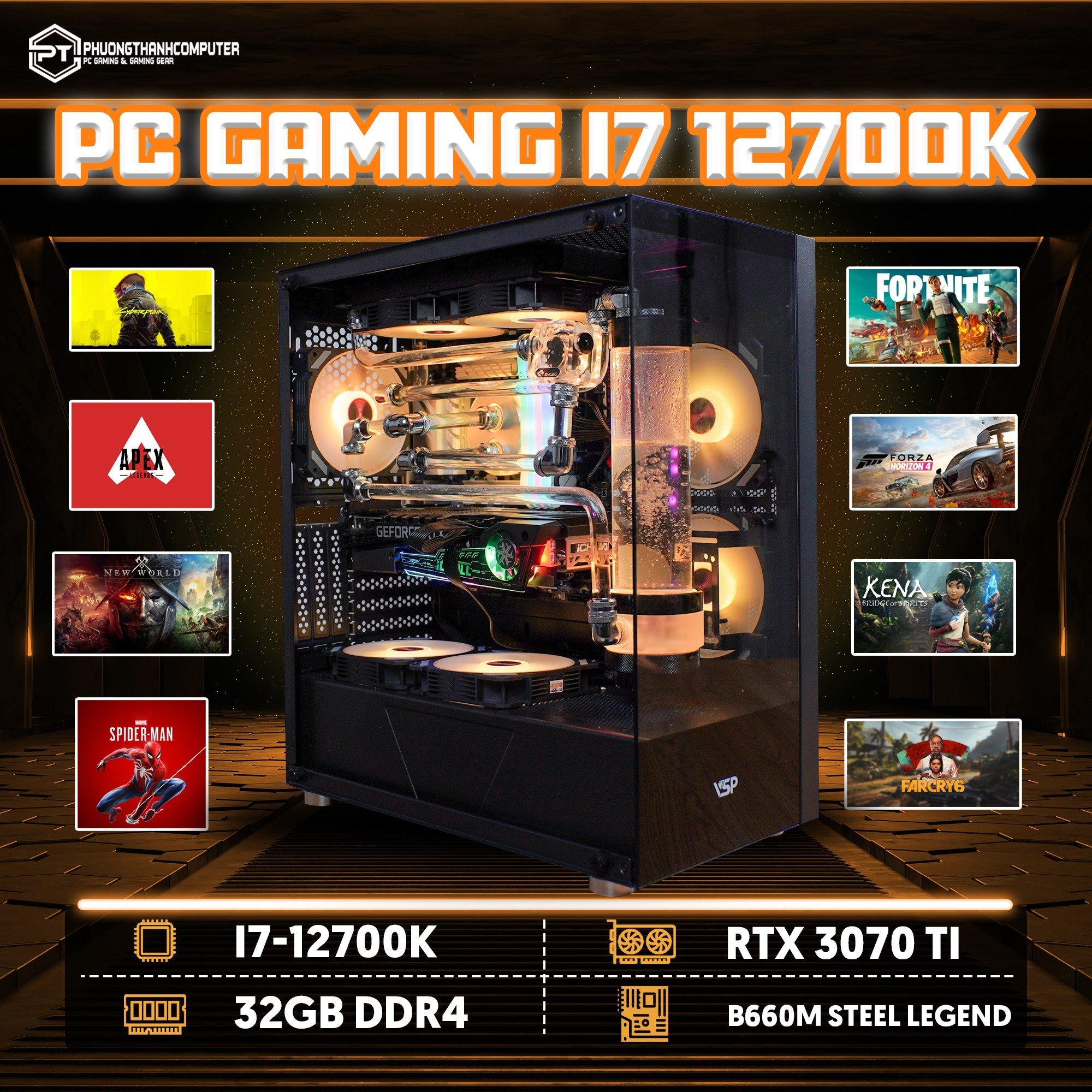 PC Gaming Tản Nhiệt Nước I7 - 12700K/RTX 3070