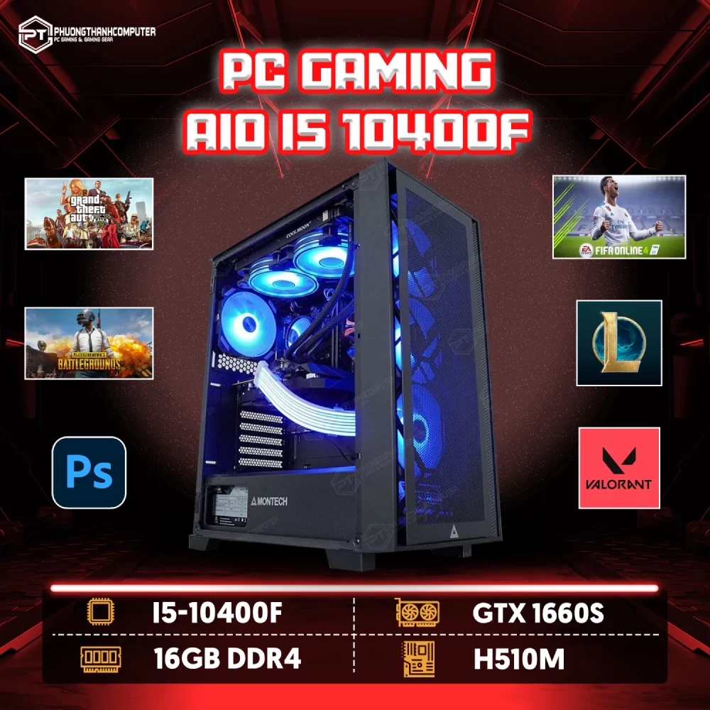PC Gaming tản nhiệt nước AIO I5 10400F