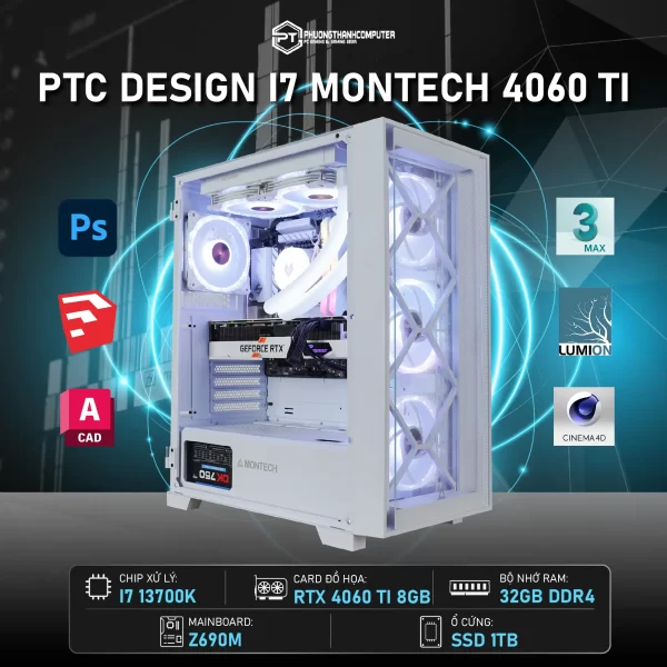 PC Design i7 13700K - RTX 4060 Ti 8GB - Air 1000