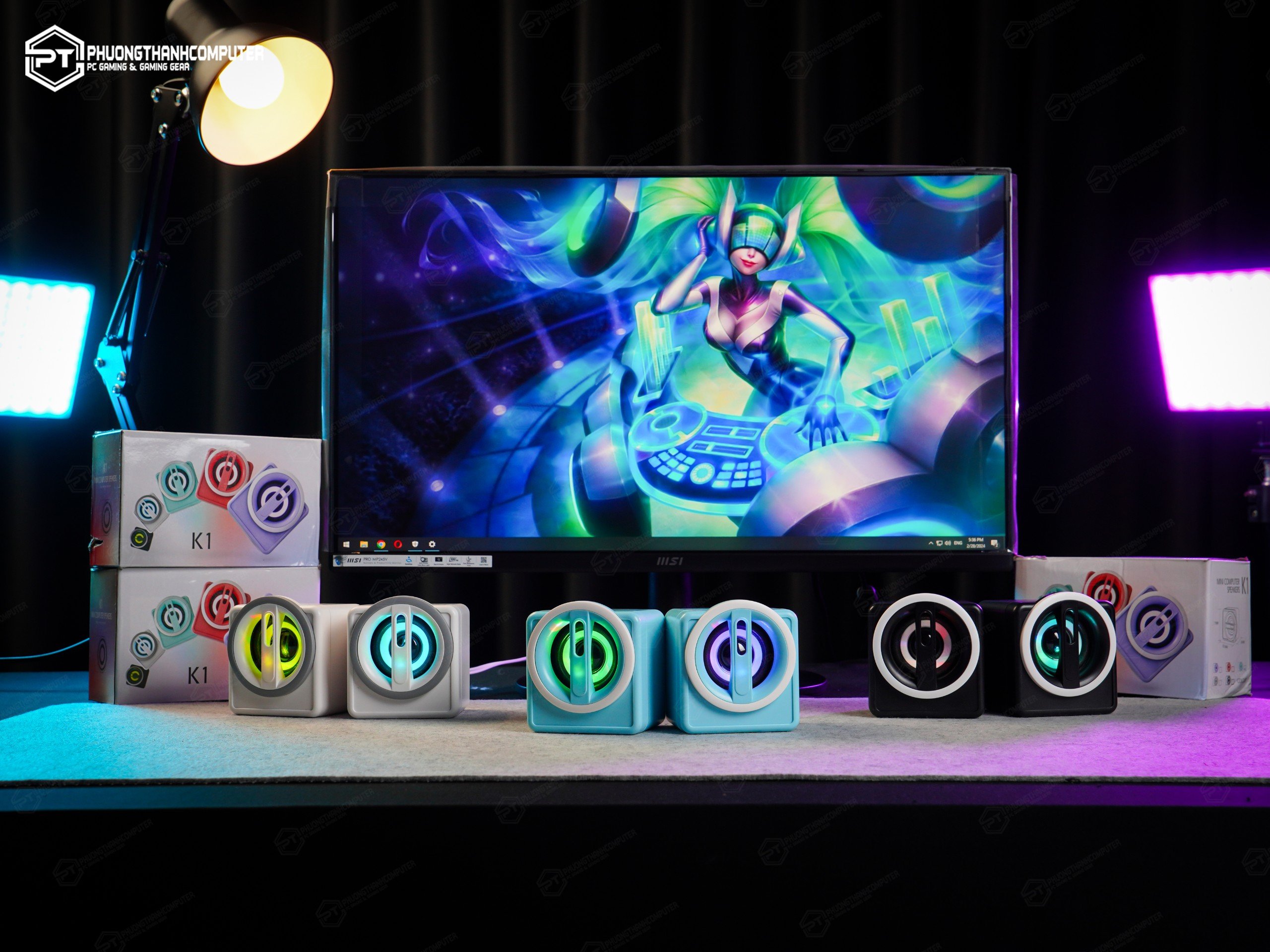 Cặp loa máy tính để bàn mini nhiều màu led rgb K1
