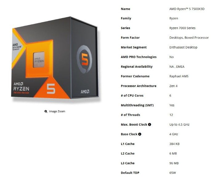 CPU AMD Ryzen 5 7500X3D_2