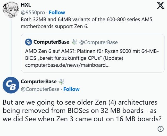 CPU AMD Zen 6 sẽ hỗ trợ bo mạch chủ AM5 với cả BIOS 32 MB và 64 MB_anh 2